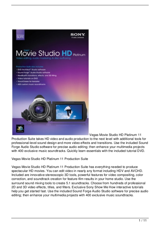 Vegas Movie Studio Hd Platinum 11 For Mac